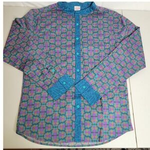 Men's Marvel Long Sleeve Button‎ Up Shirt Geometric Pattern ~ Black Panther